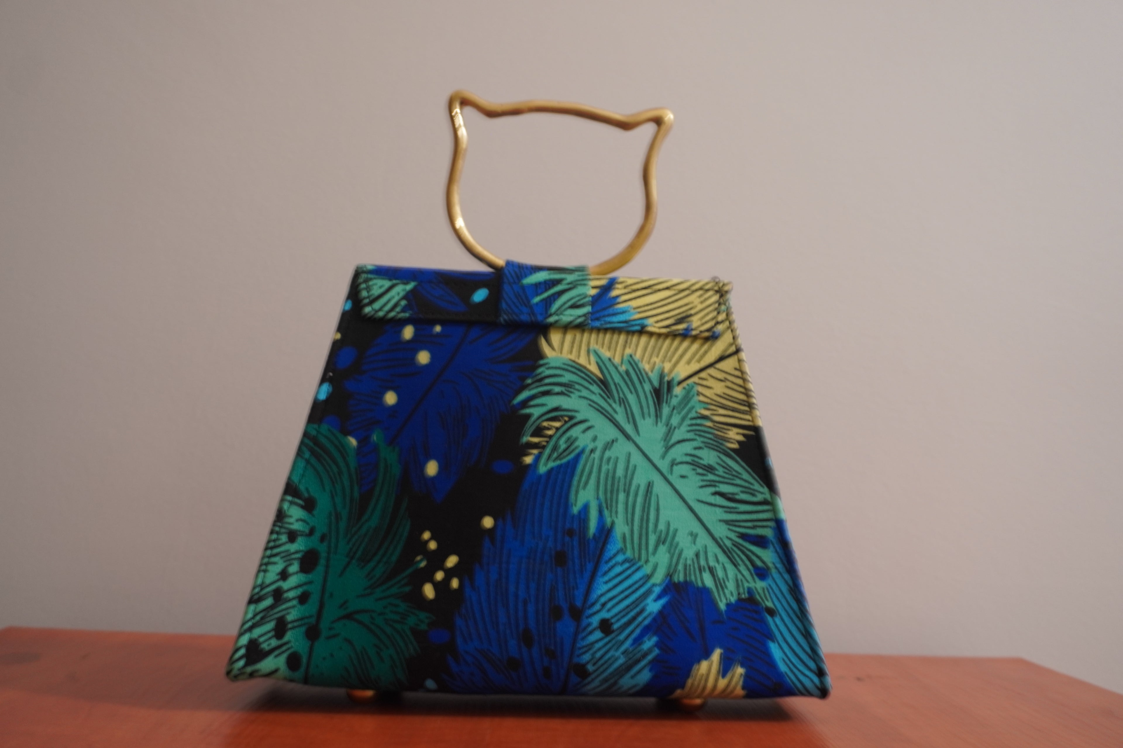 Ankara Peacock Clutch Bag - Ocean Blue & Gold