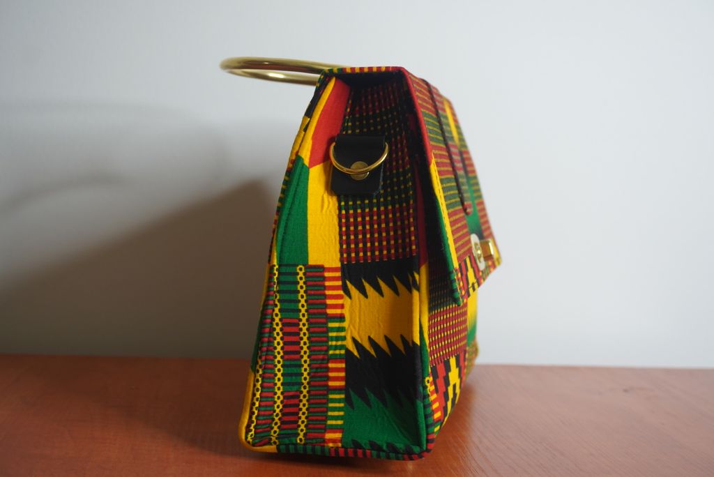 Kente Ankara Clutch with Ring Handle