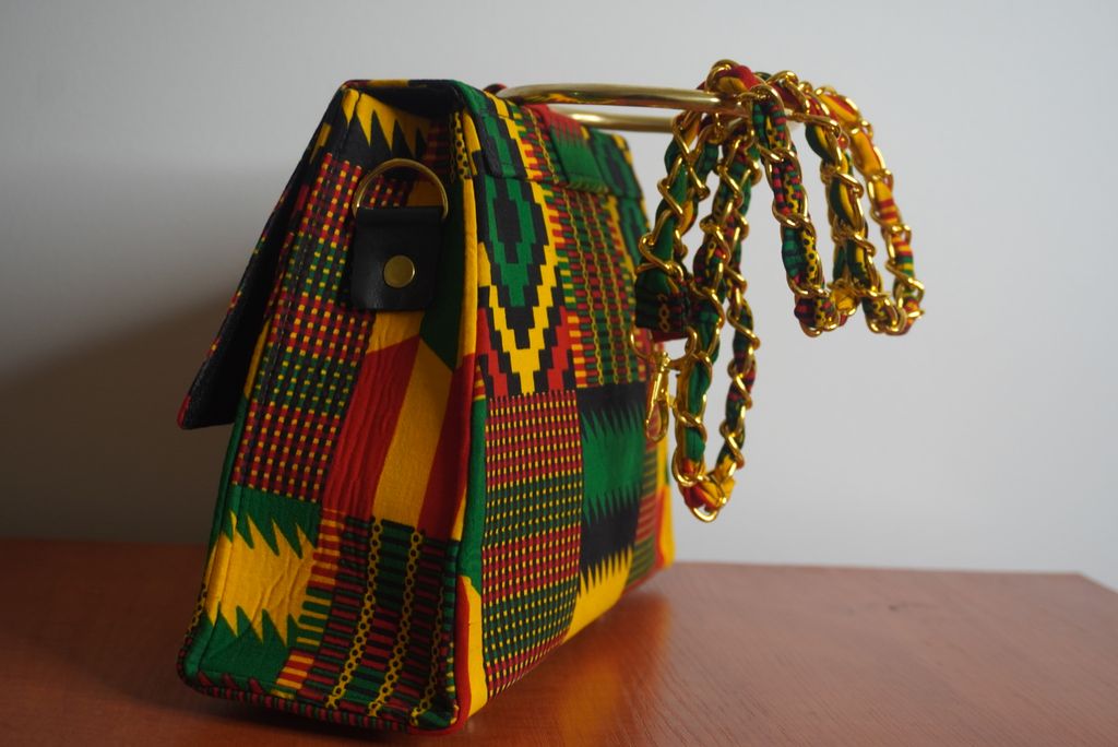 Kente Ankara Clutch with Ring Handle