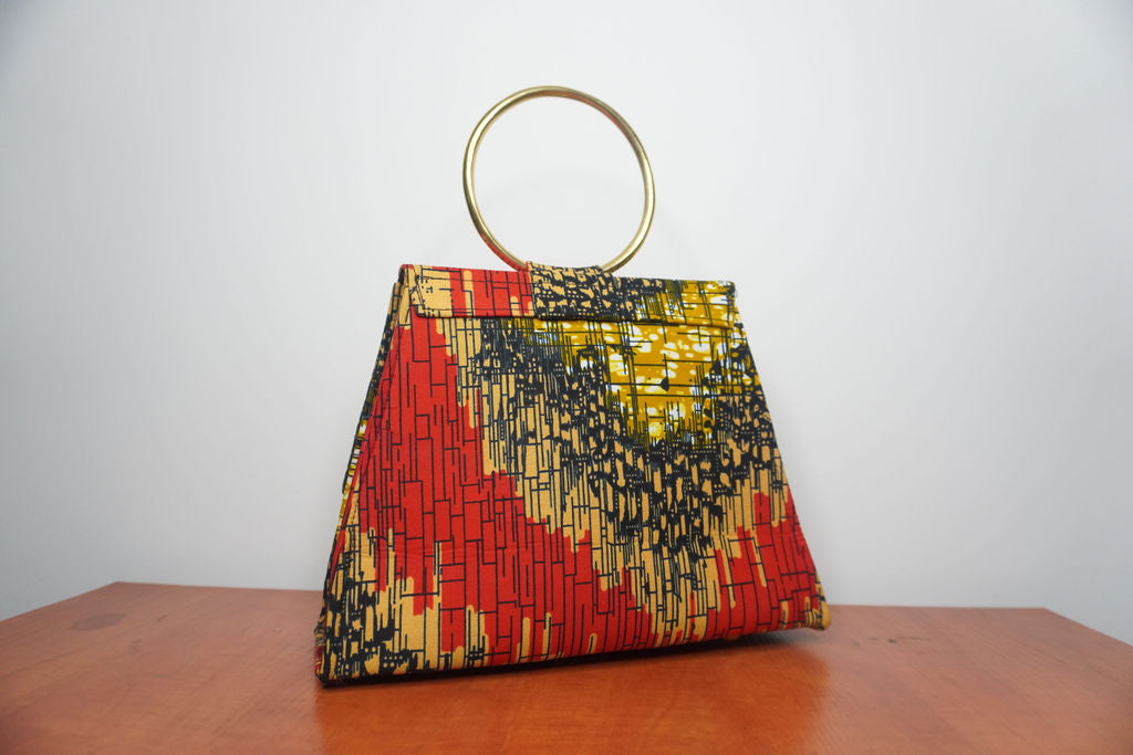 Multicolor Ankara Clutch with Ring Handle
