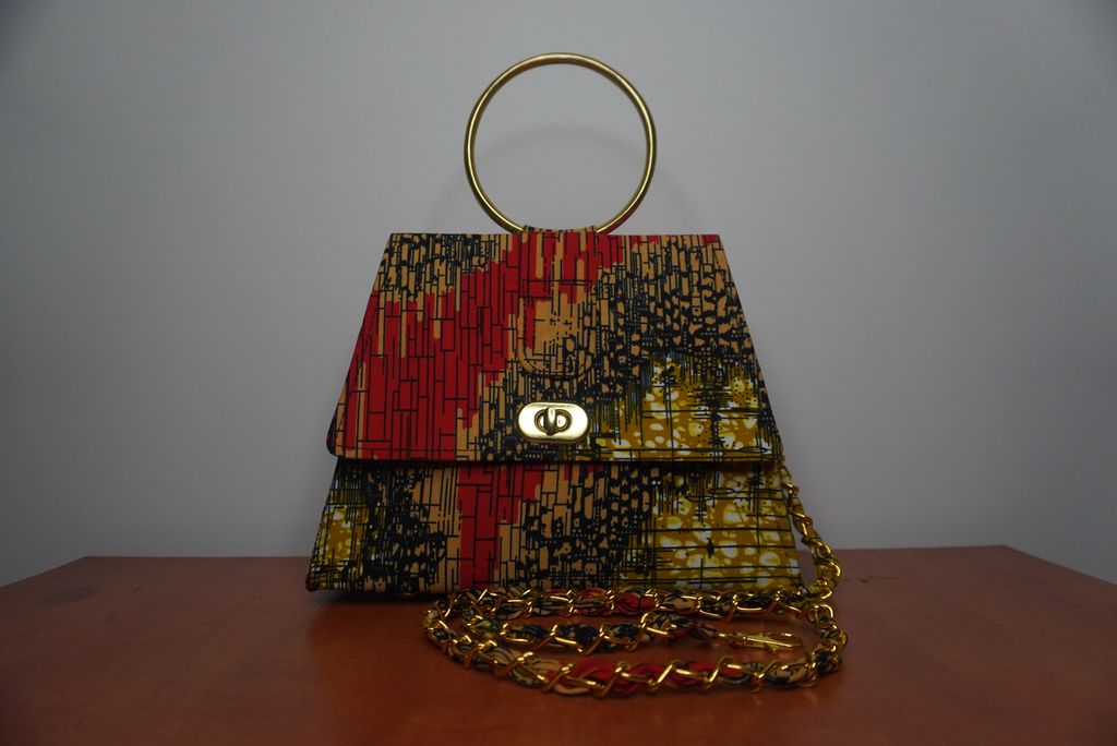 Multicolor Ankara Clutch with Ring Handle