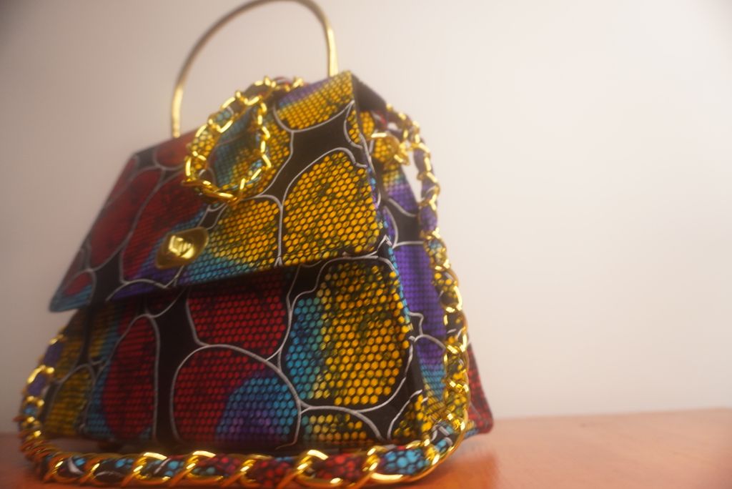 Ankara Stained Glass Clutch Bag - Jewel Tones with Gold Chain