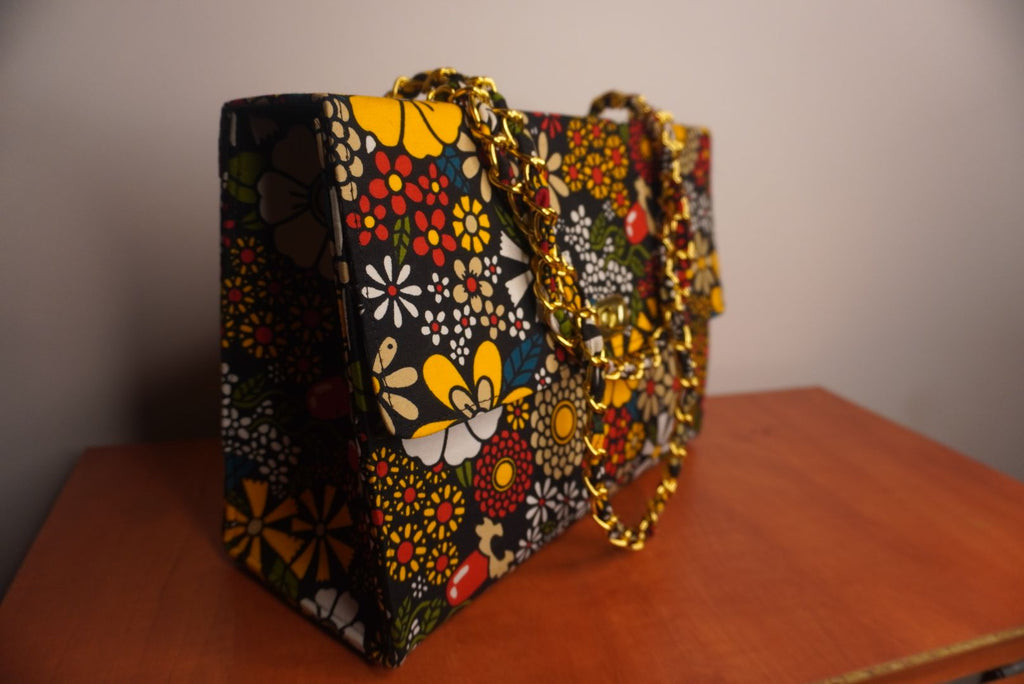 Ankara Floral Garden Tote Bag - Midnight Bloom