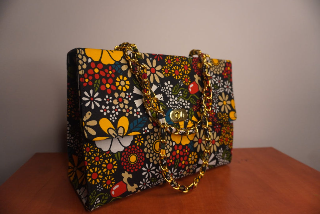 Ankara Floral Garden Tote Bag - Midnight Bloom