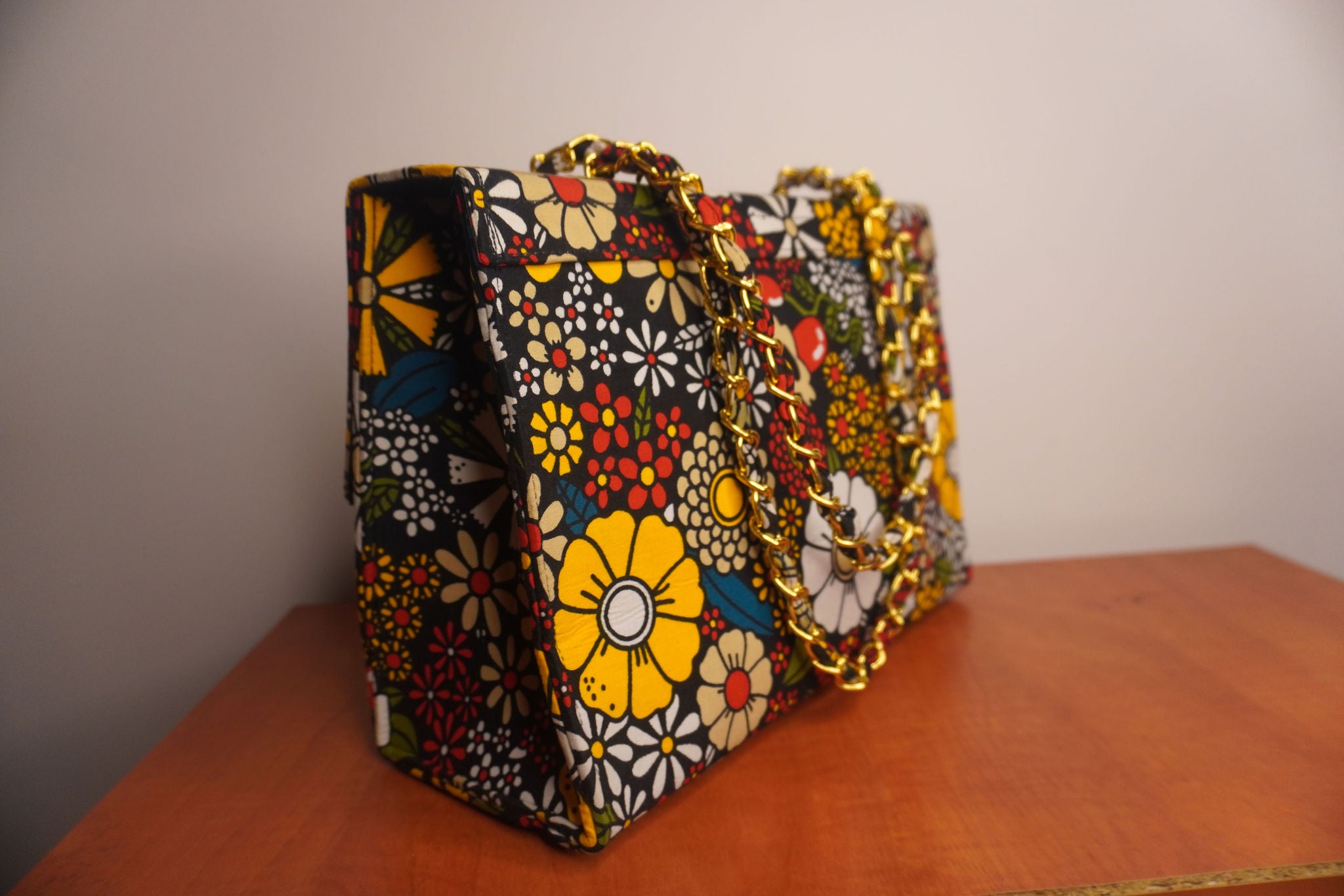 Ankara Floral Garden Tote Bag - Midnight Bloom