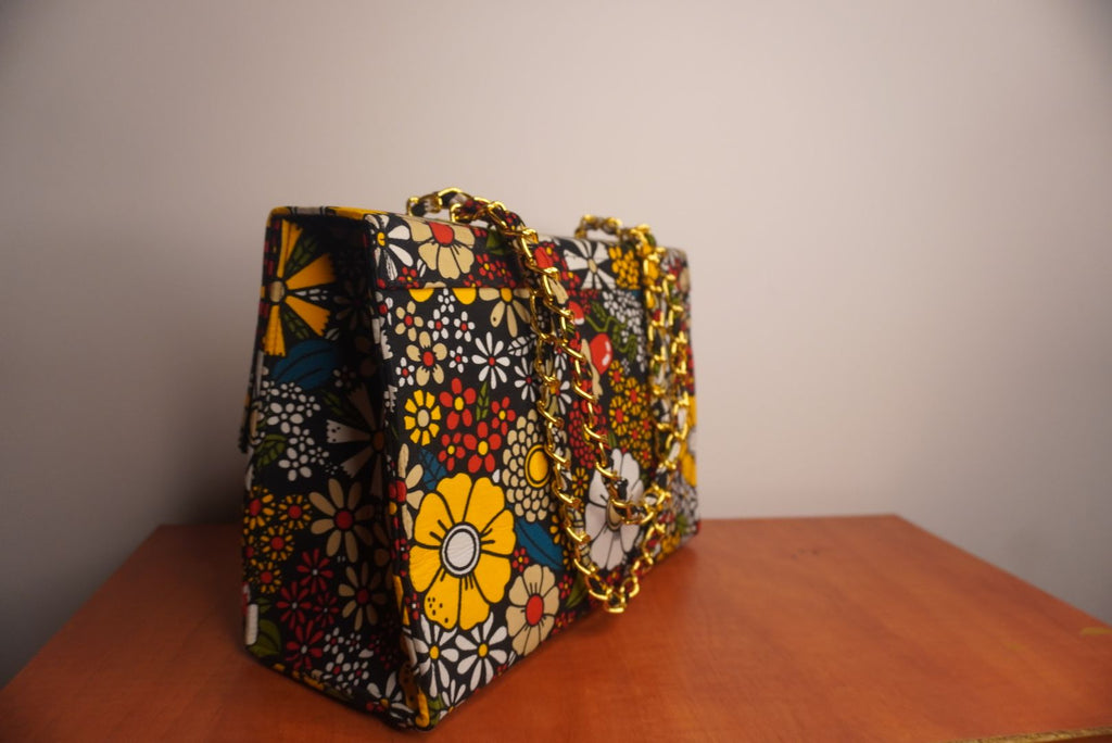 Ankara Floral Garden Tote Bag - Midnight Bloom