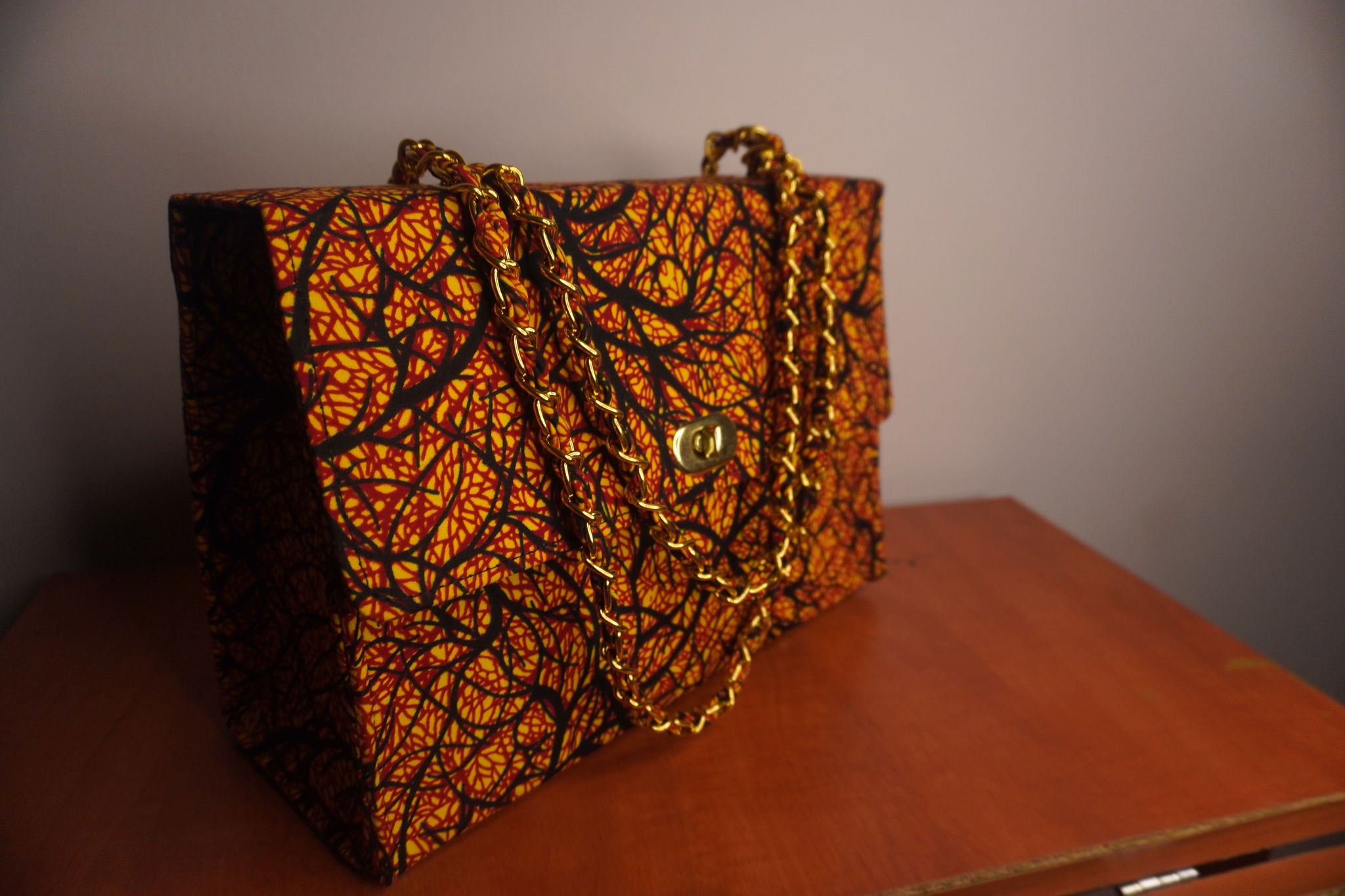 Ankara Autumn Leaves Tote Bag - Golden Harvest