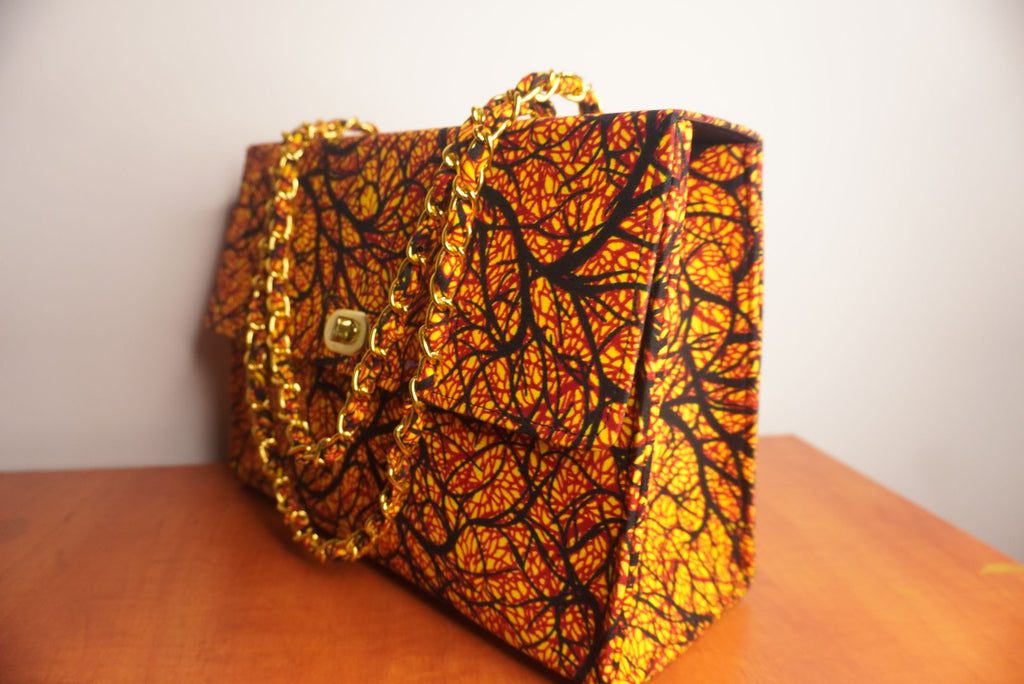 Ankara Autumn Leaves Tote Bag - Golden Harvest