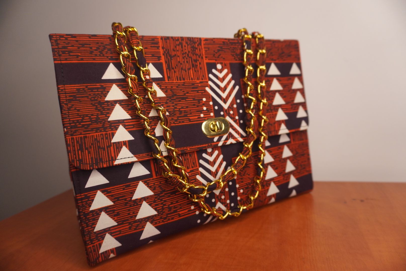 Ankara Earth Tones Tote Bag - Rust & Burgundy