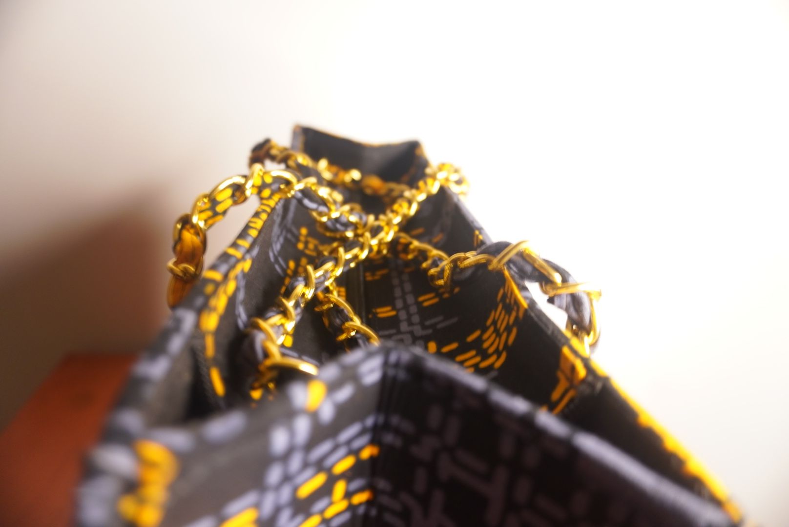 Ankara Digital Kente Tote Bag - Black & Gold Pixel