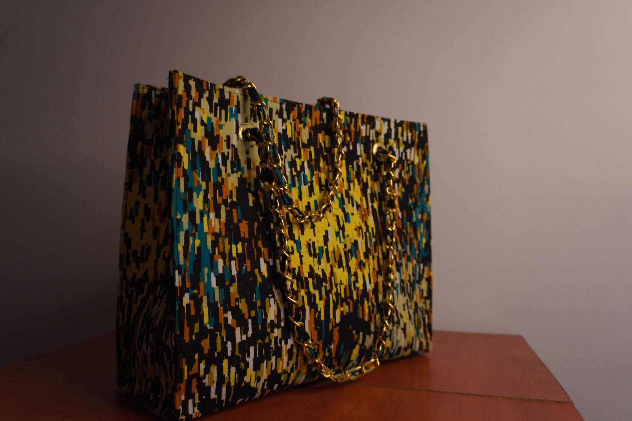 Ankara Confetti Mosaic Tote Bag - Vibrant Celebration