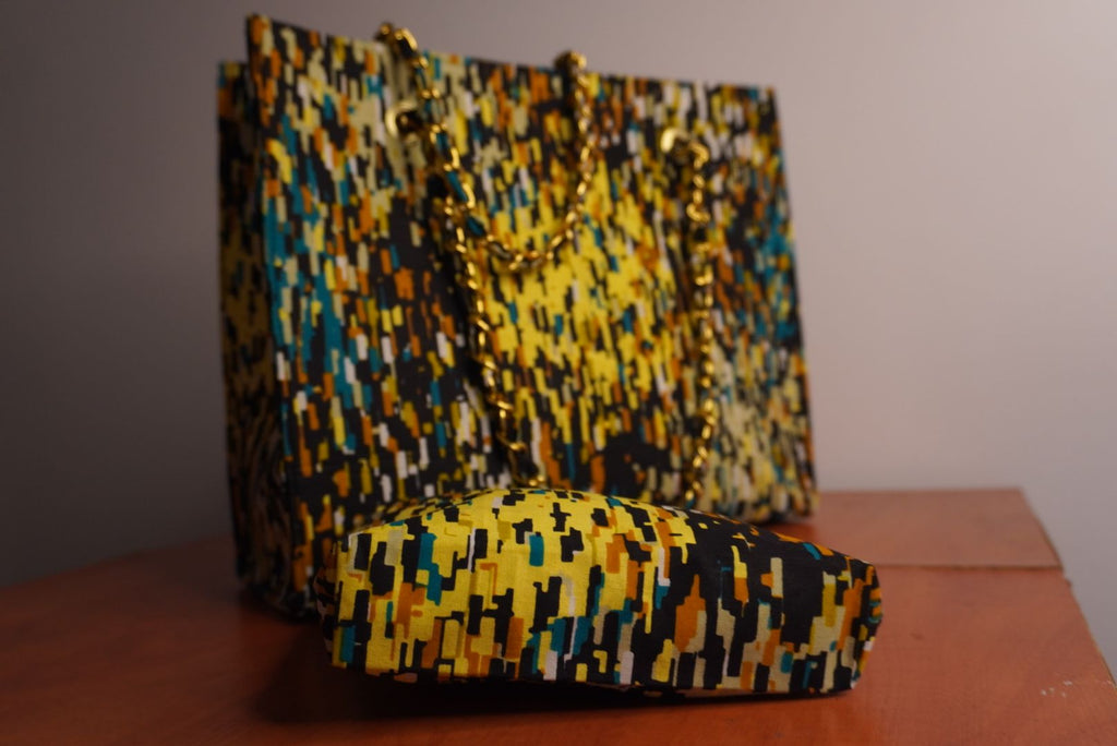 Ankara Confetti Mosaic Tote Bag - Vibrant Celebration