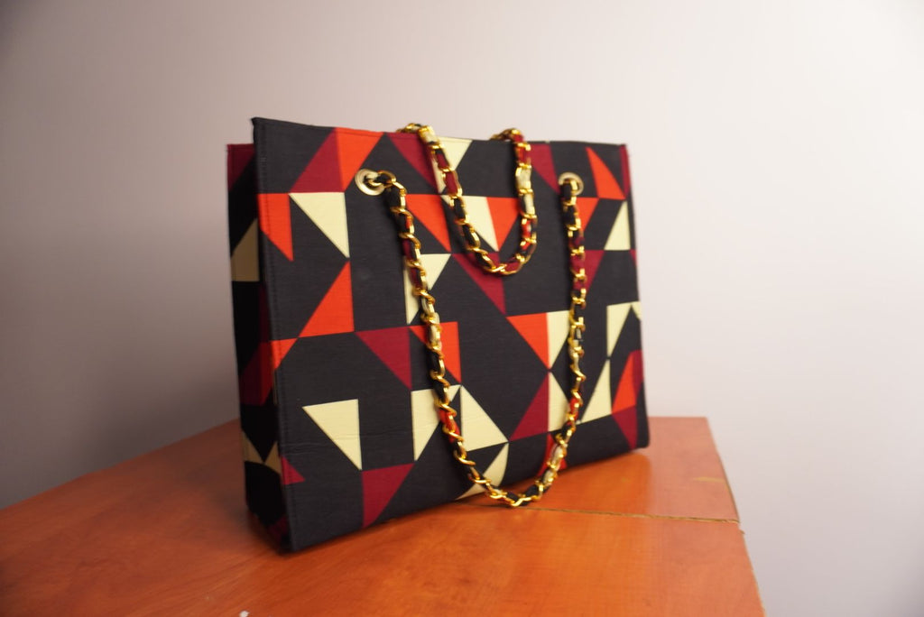 Ankara Bold Triangle Tote Bag - Geometric Statement