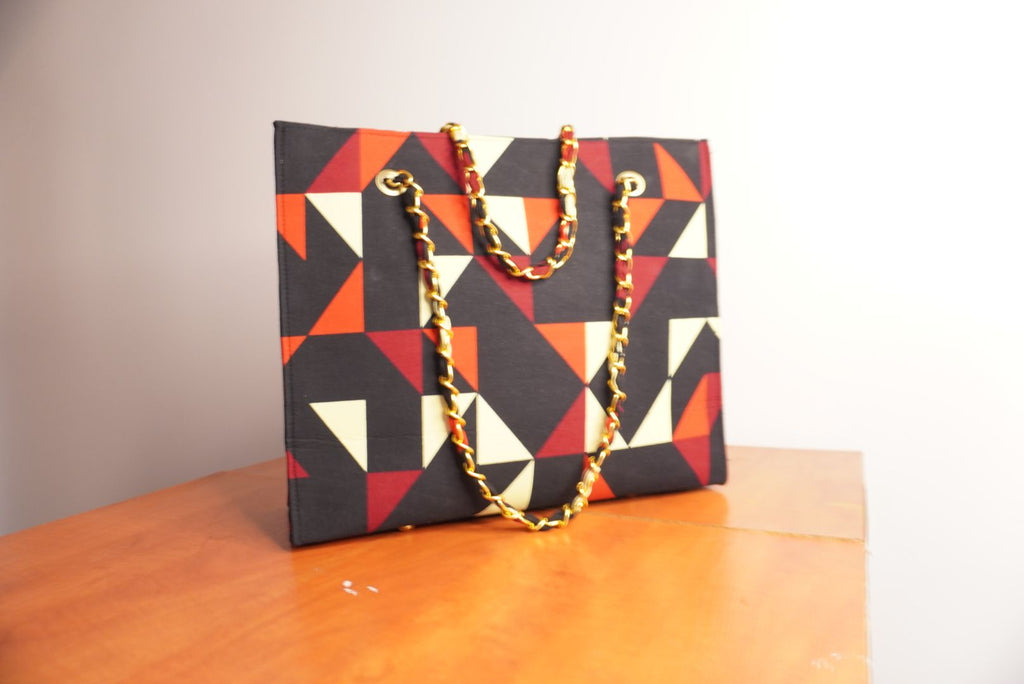 Ankara Bold Triangle Tote Bag - Geometric Statement