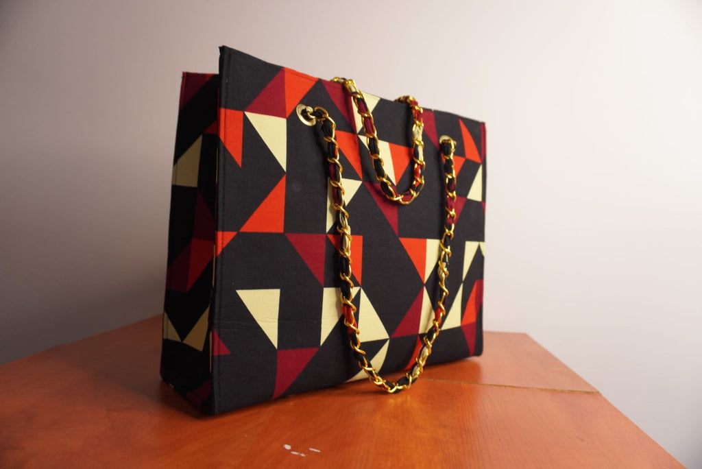 Ankara Bold Triangle Tote Bag - Geometric Statement