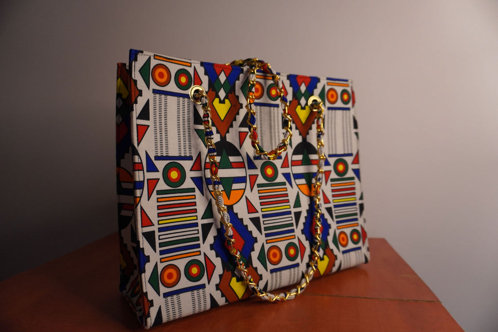 Ankara Festival of Colors Tote Bag - Rainbow Celebration