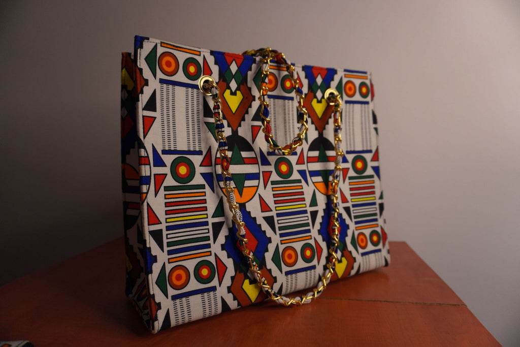 Ankara Festival of Colors Tote Bag - Rainbow Celebration