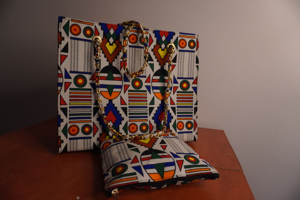 Ankara Festival of Colors Tote Bag - Rainbow Celebration