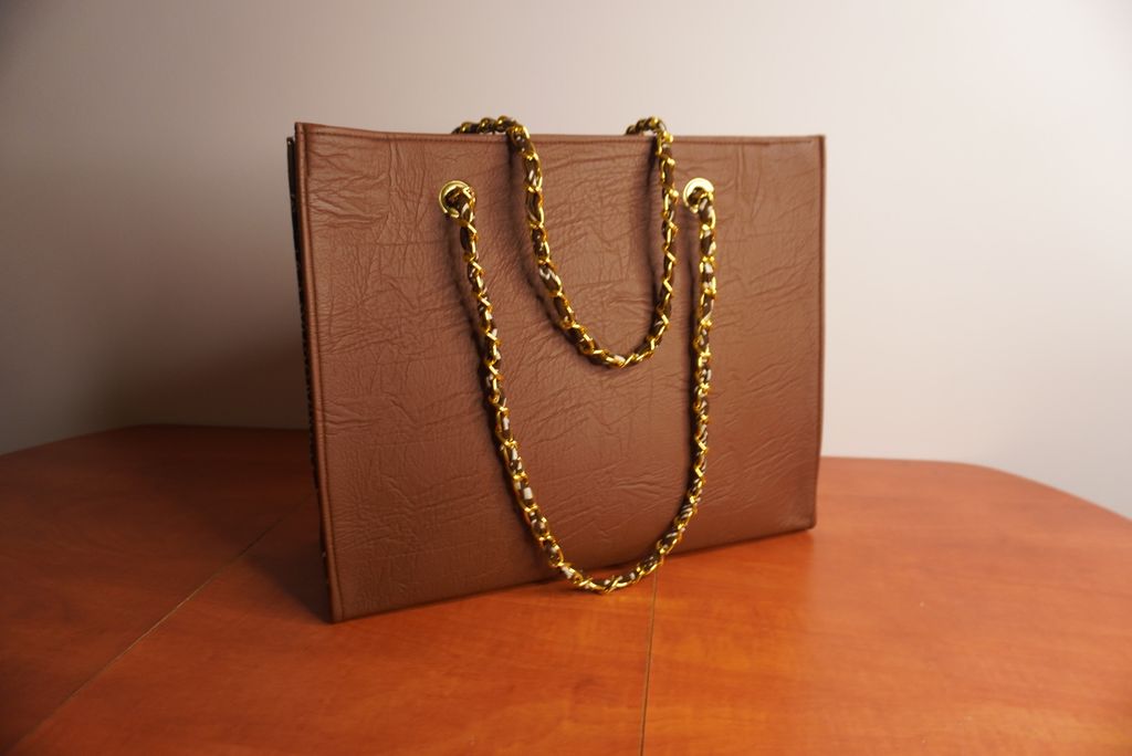 Faux Leather Ankara Mudcloth Fusion Tote Bag - Camel & Black White