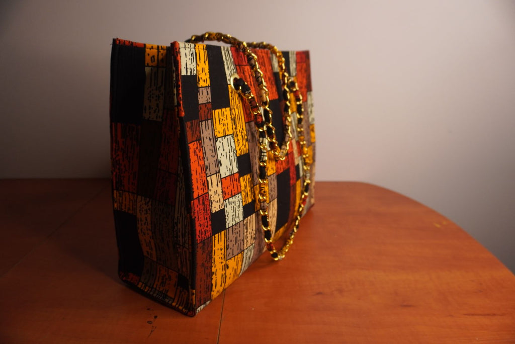 Ankara Geometric Block Tote Bag - Sunset Mosaic