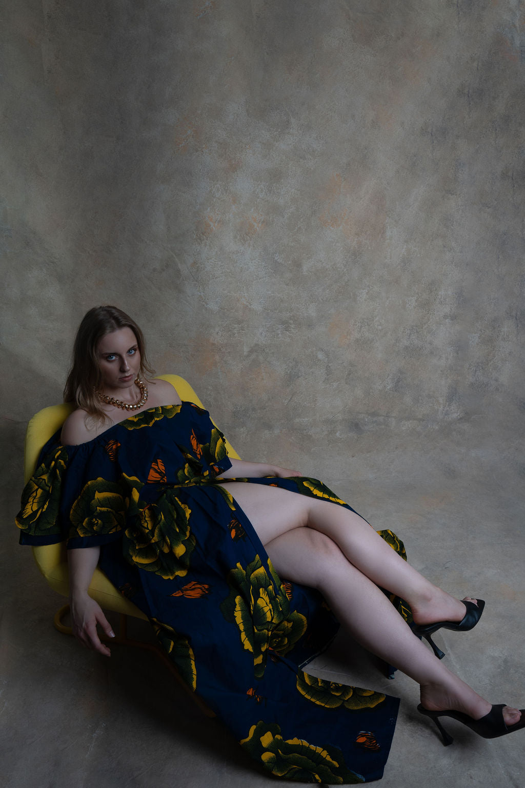 Ankara Large Floral Two-Piece Set - Navy Garden