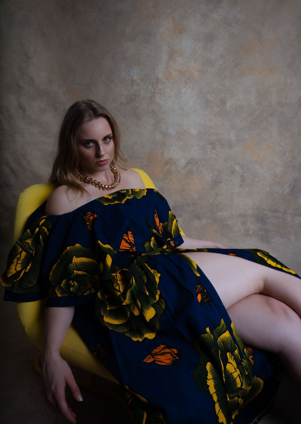 Ankara Large Floral Two-Piece Set - Navy Garden