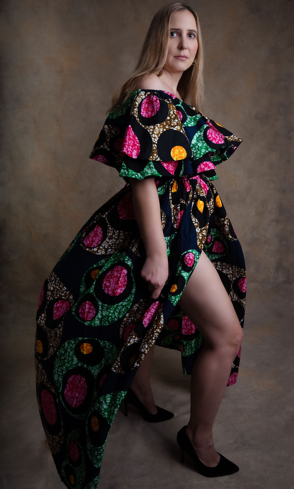 Ankara Circular Medallion Dress - Vibrant Mosaic