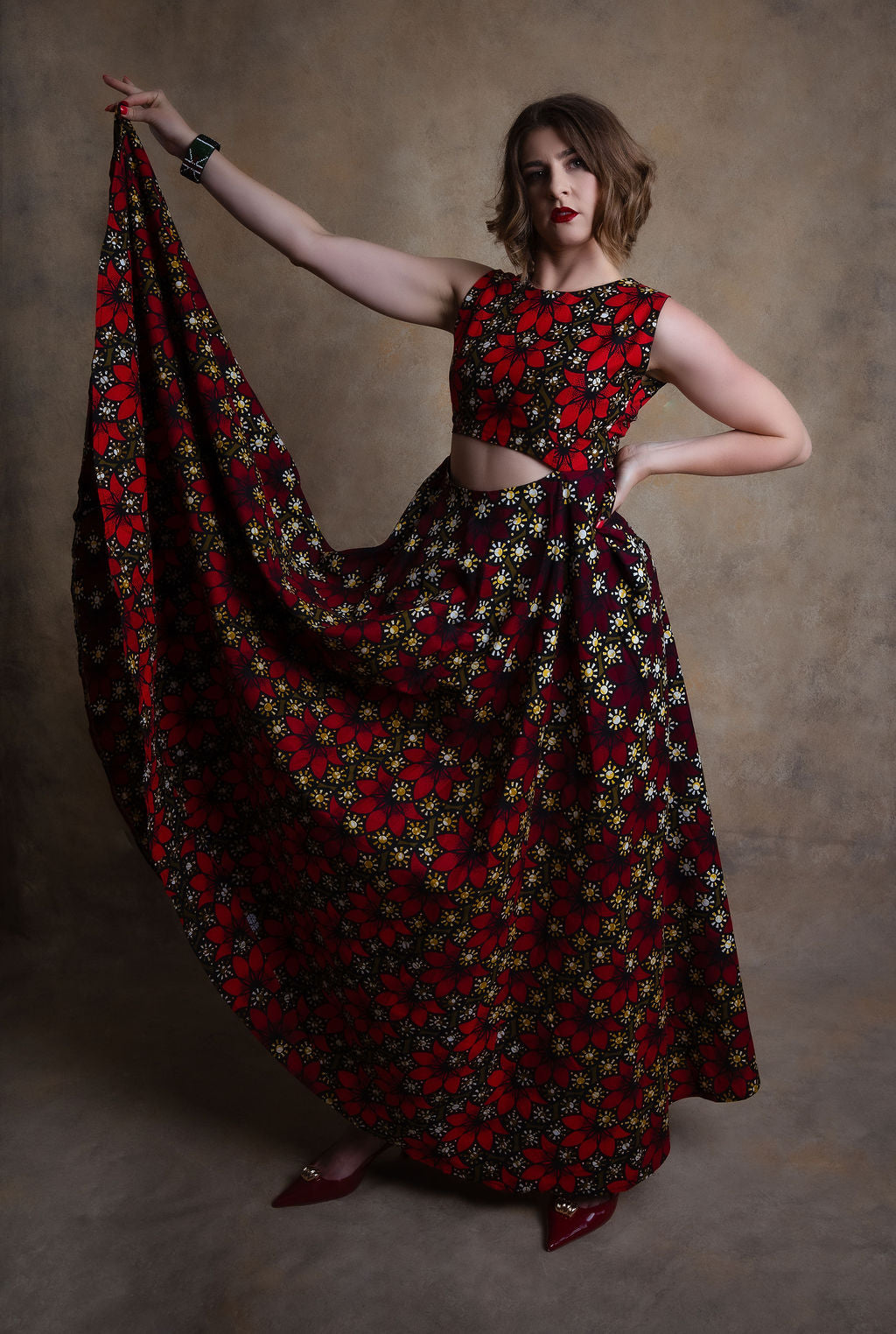 Ankara Star Pattern Gown - Celestial Majesty