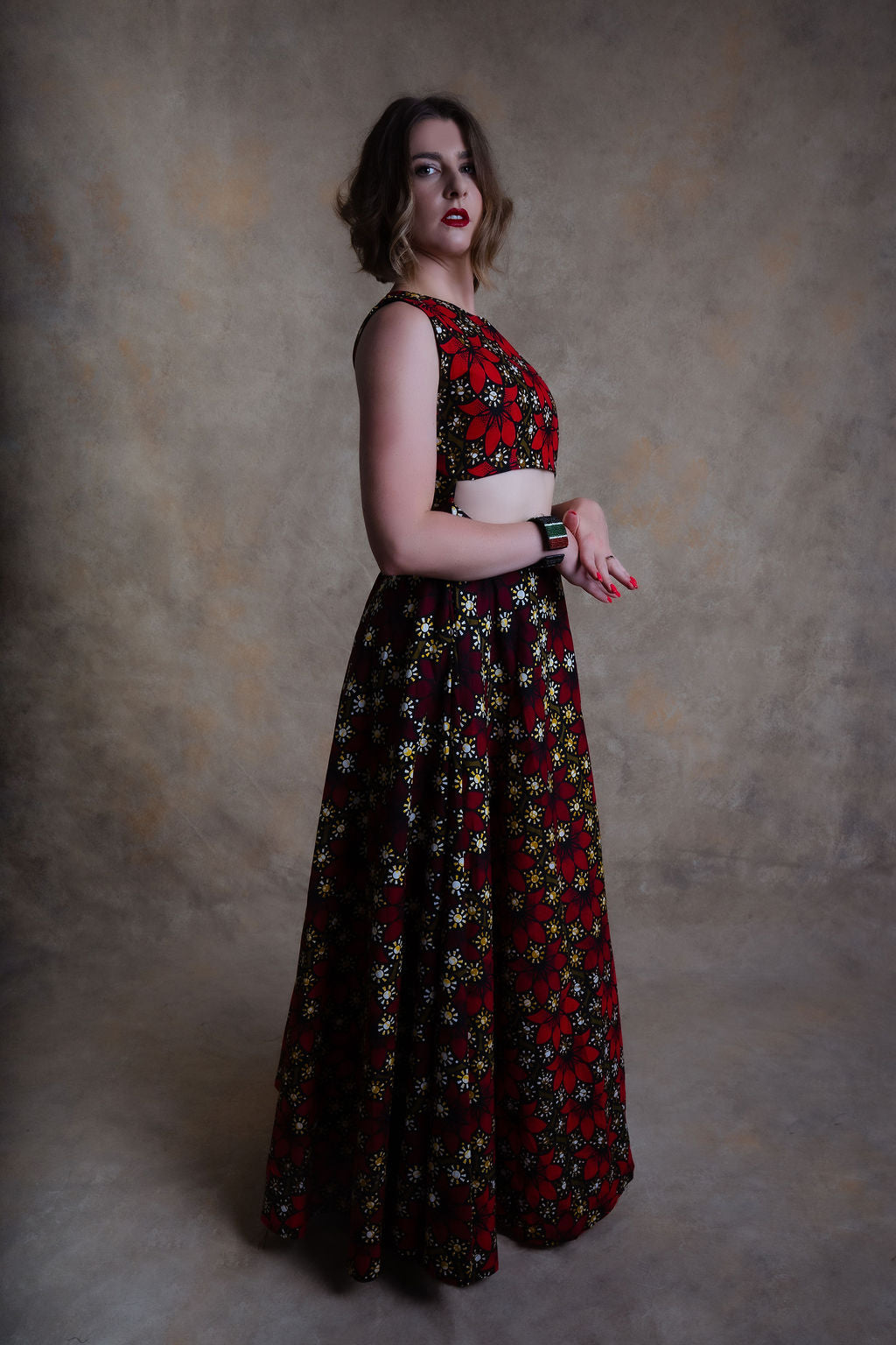 Ankara Star Pattern Gown - Celestial Majesty