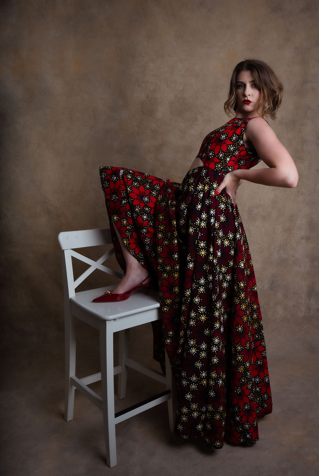 Ankara Star Pattern Gown - Celestial Majesty