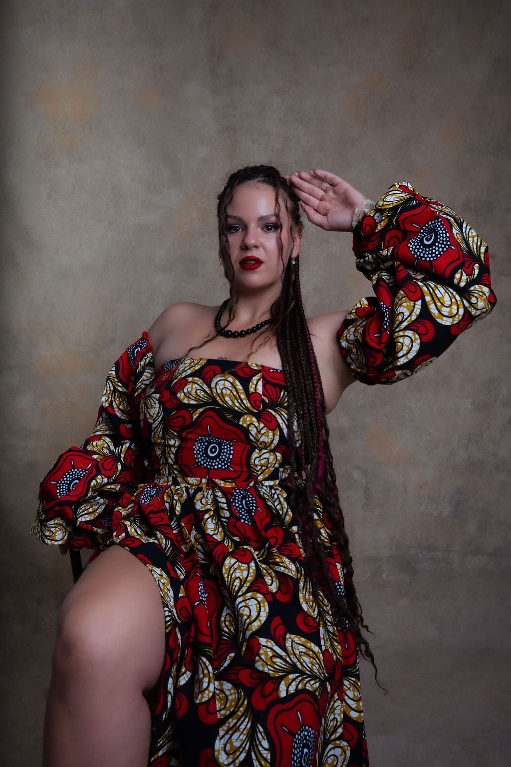 Ankara Floral 3-Piece Set - Crimson Heritage