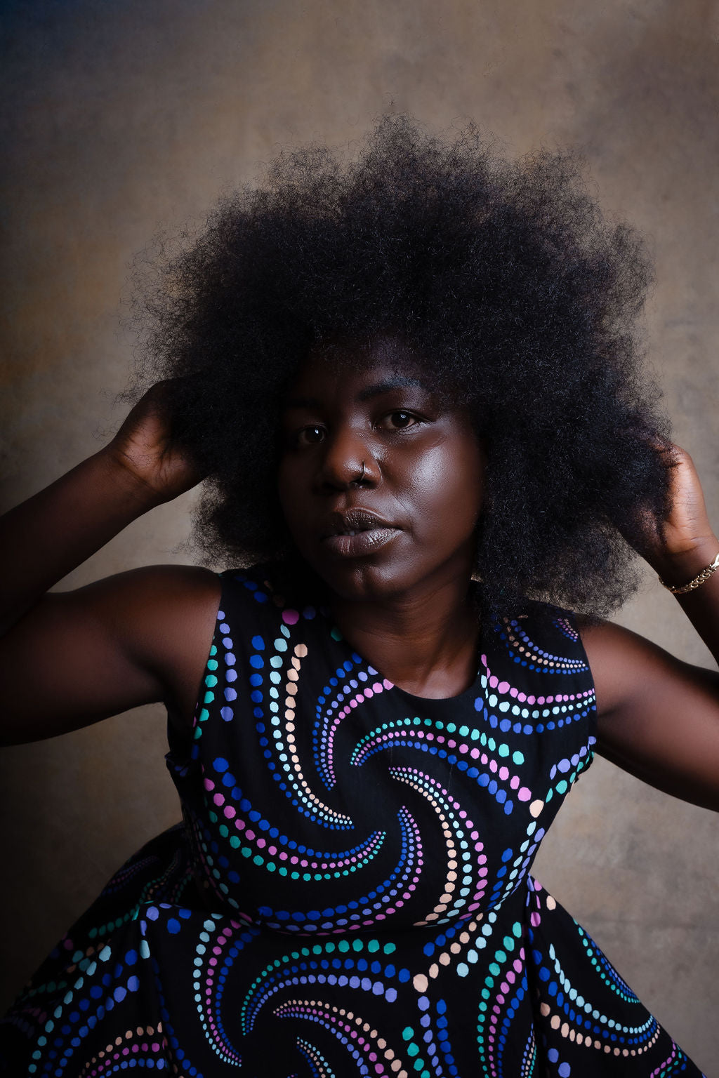 Ankara Dotted Swirl Ball Gown - Royal Majesty