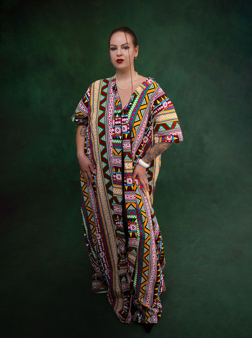 Ankara Multicolor Tribal Stripe Kimono - Heritage Fringe