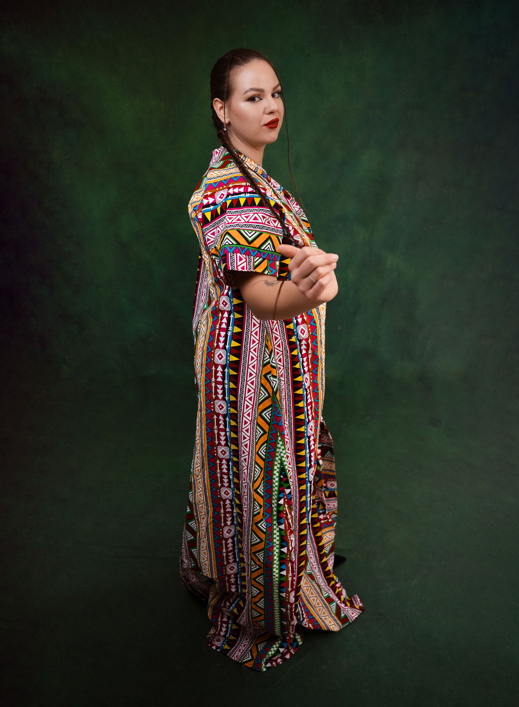 Ankara Multicolor Tribal Stripe Kimono - Heritage Fringe