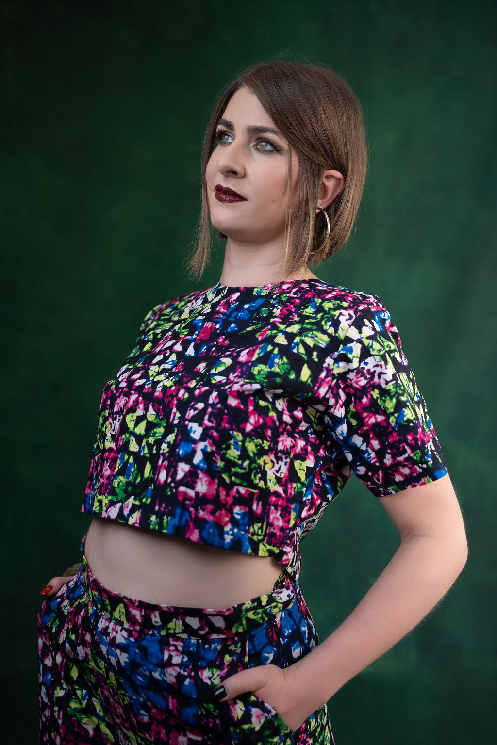 Ankara Multicolor Floral Crop Top & Pants Set - Garden Party