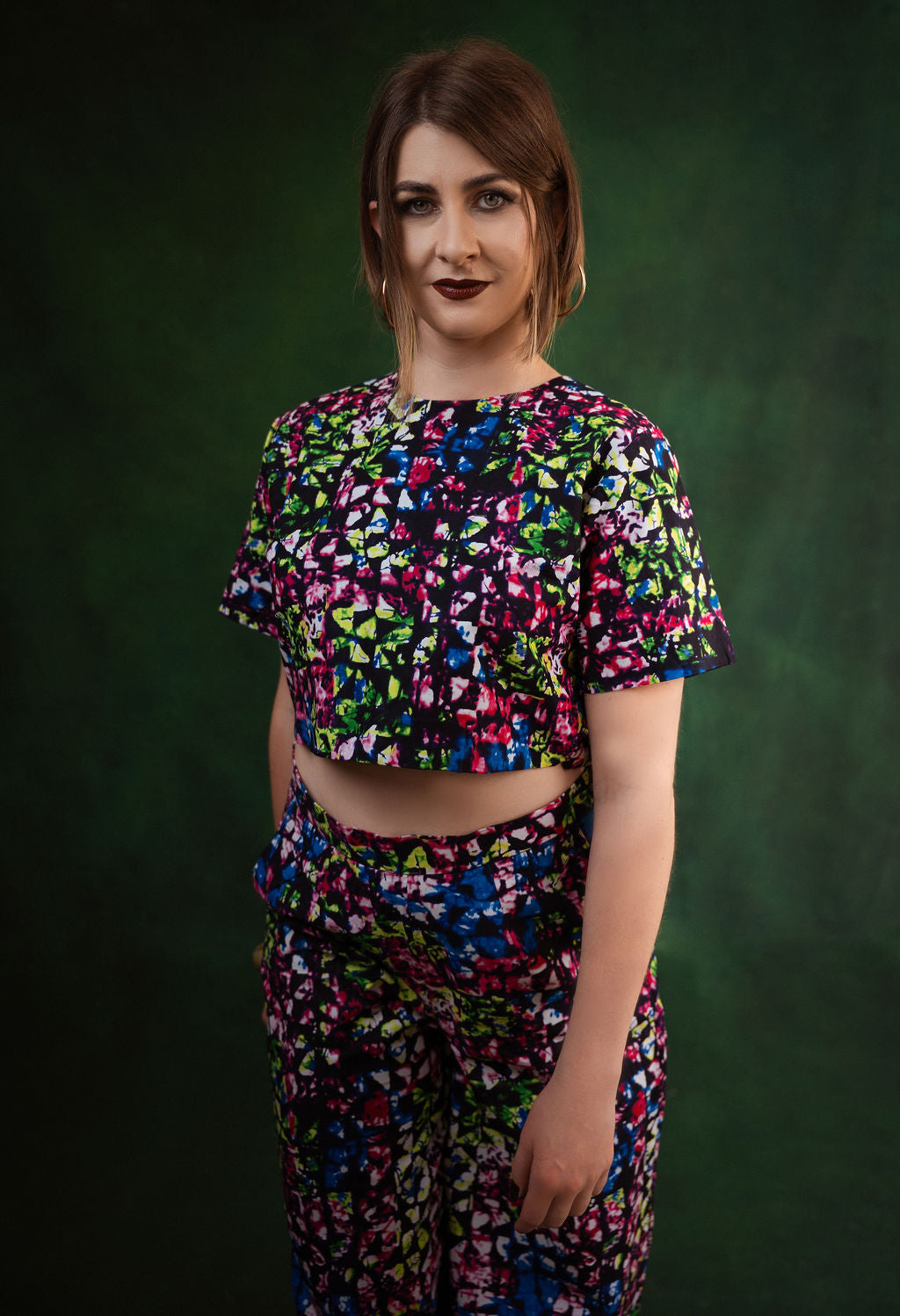 Ankara Multicolor Floral Crop Top & Pants Set - Garden Party